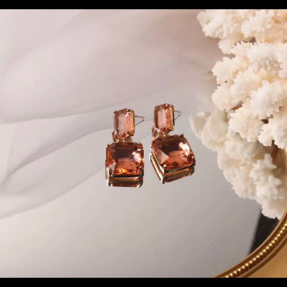 double square crystal earrings